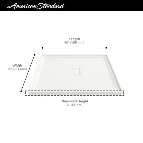 Townsend 48 x 36-Inch Single Threshold Shower Bases With Center Drain