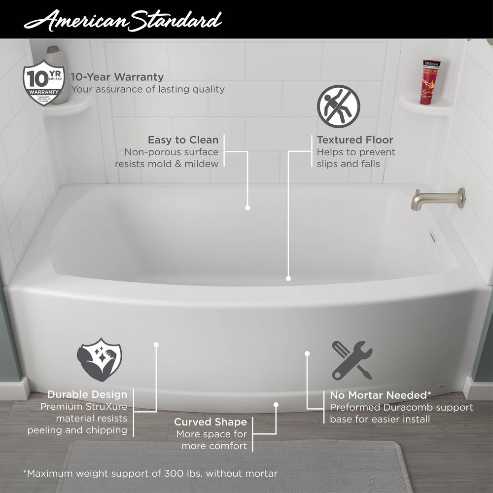 American Standard Ovation Curve alcove bathtub styled in a modern bathroom