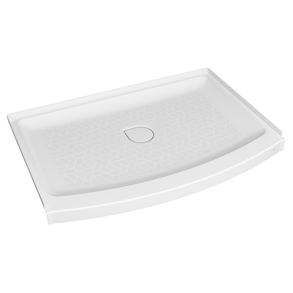 Elevate 48x30-inch Curved Shower Base with Center Drain Outlet