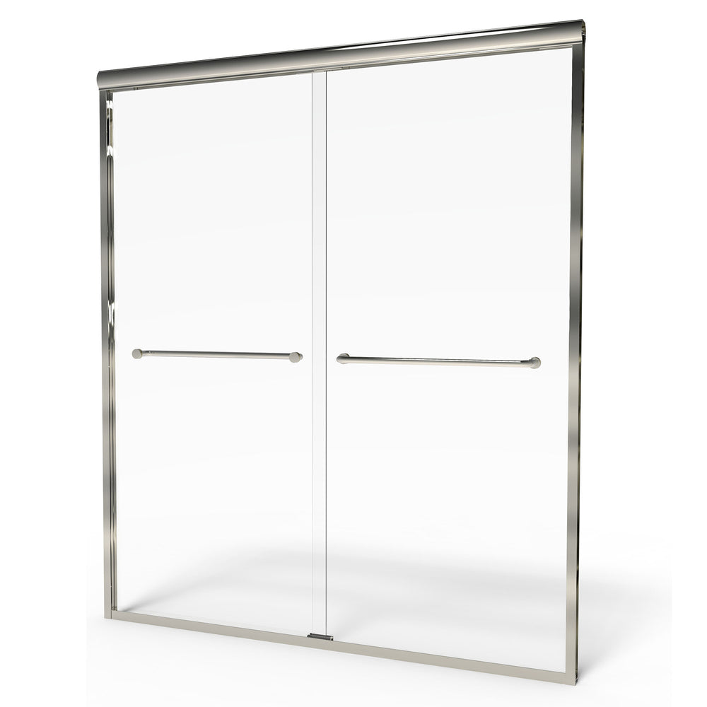 Euro 60 x 70-Inch Height Semi-Frameless Sliding Shower Door with Rain Glass