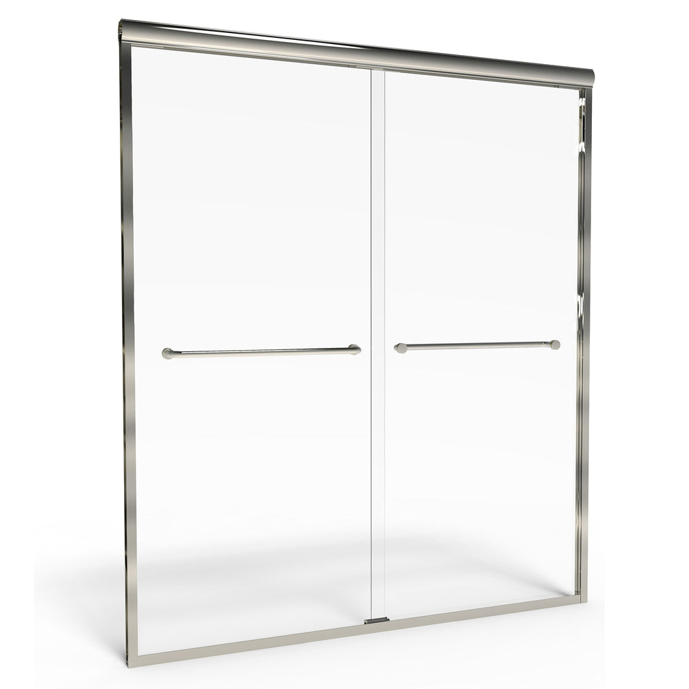 Euro 60 x 70-Inch Height Semi-Frameless Sliding Shower Door with Rain Glass