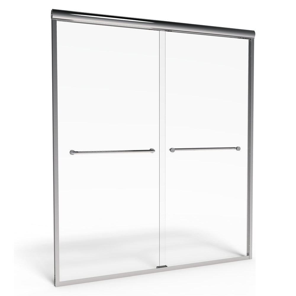 Euro 60 x 70-Inch Height Semi-Frameless Sliding Shower Door with Rain Glass