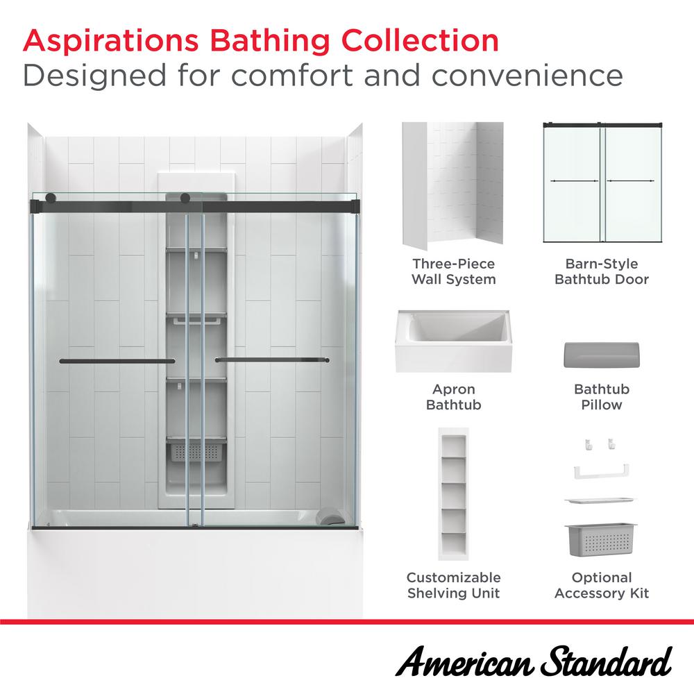 Aspirations 60 X 36 X 72-Inch Vertical Tile Bath Wall Set