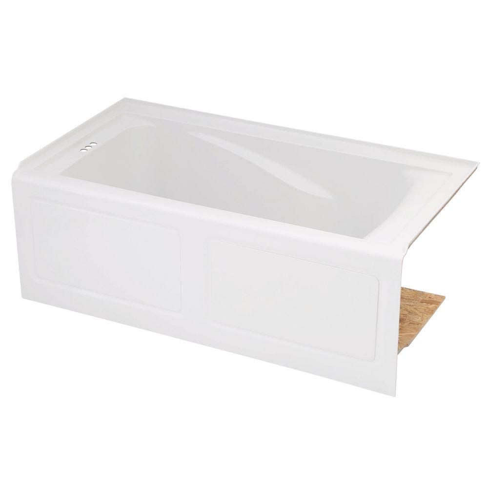 EverClean 60x32-Inch Integral Apron Deep Soak Bathtub with Left-Hand Outlet