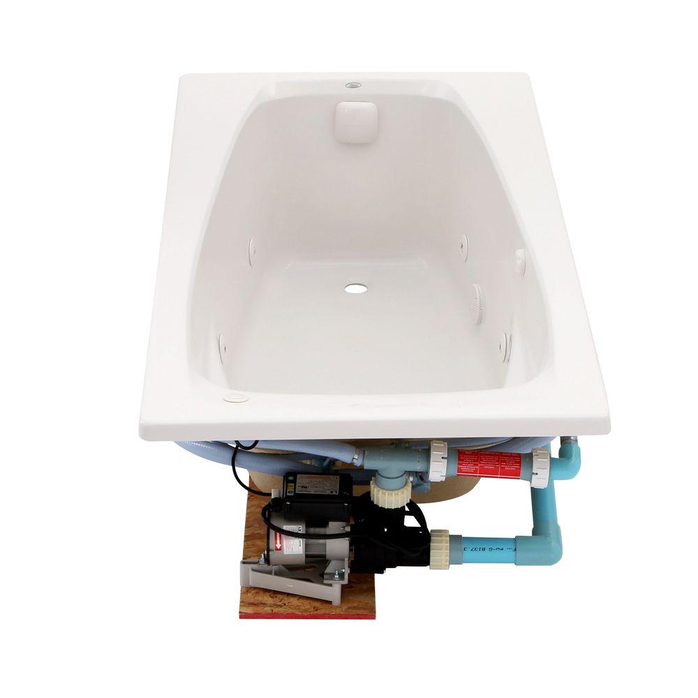 EverClean 60 in. Acrylic Rectangular Drop-In Whirlpool Bathtub