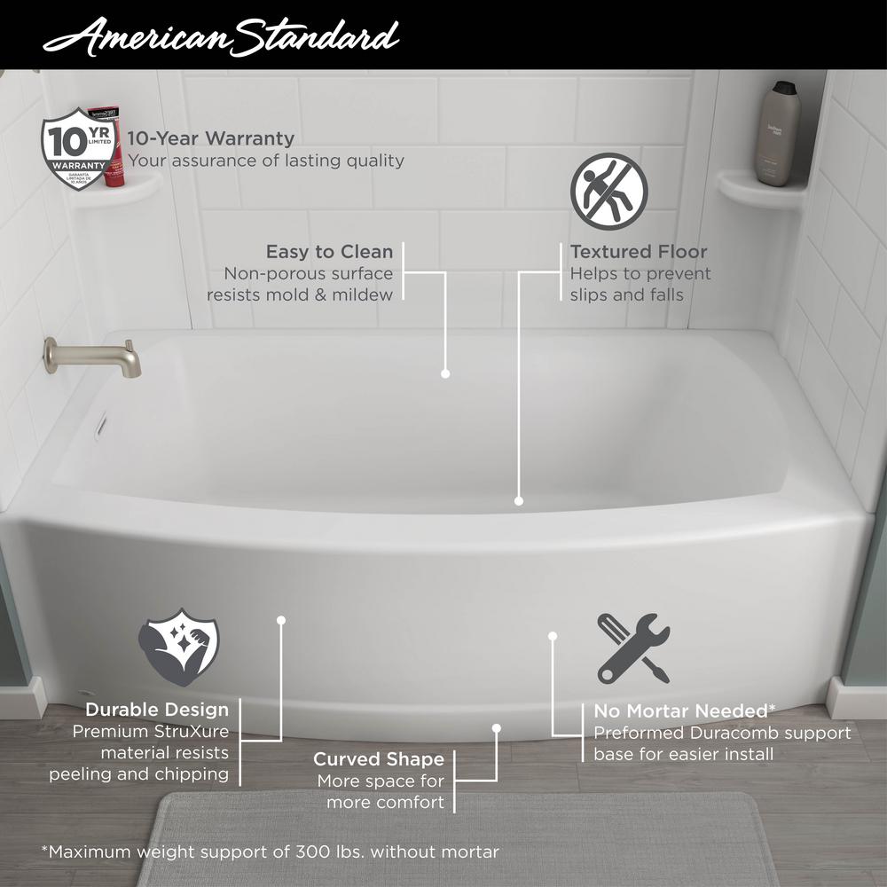 Ovation Curve 60x30-inch Integral Apron Bathtub with Left-hand Outlet with Deep Soak Drain