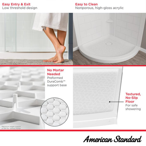 Ovation Curve 36-inch Corner Shower Base with Center Drain Outlet
