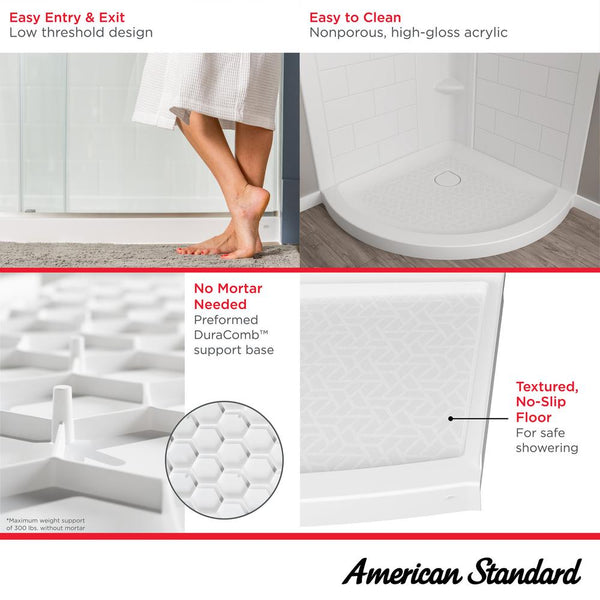 Ovation Curve 36-inch Corner Shower Base with Center Drain Outlet