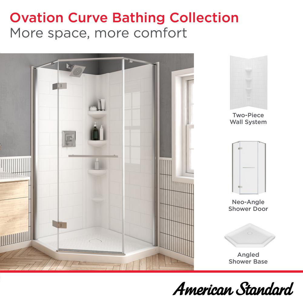 Ovation Curve 38-inch Neo-Angle Base with Center Drain Outlet