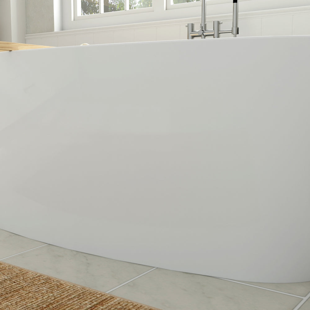 Coastal Serin 68 x 31-Inch Freestanding Bathtub Center Drain With Integrated Overflow