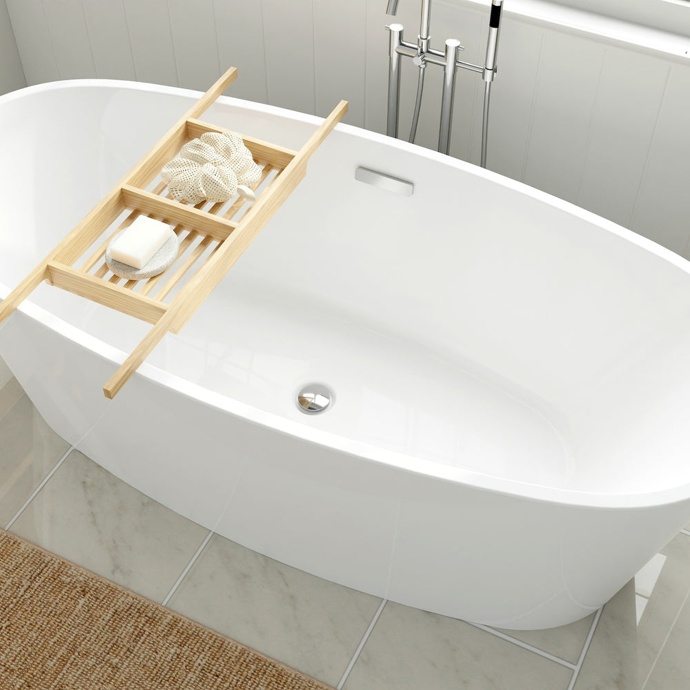 Coastal Serin 68 x 31-Inch Freestanding Bathtub Center Drain With Integrated Overflow