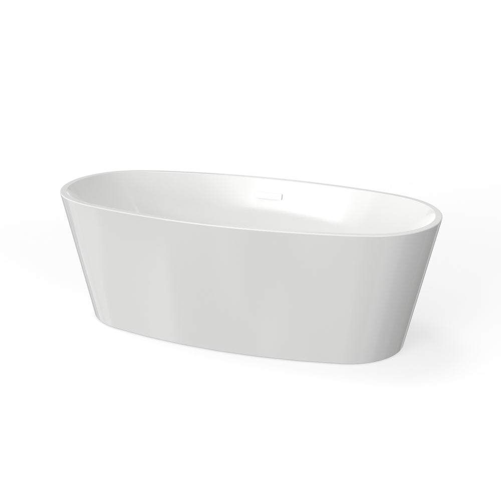 Coastal Serin 68 x 31-Inch Freestanding Bathtub Center Drain With Integrated Overflow