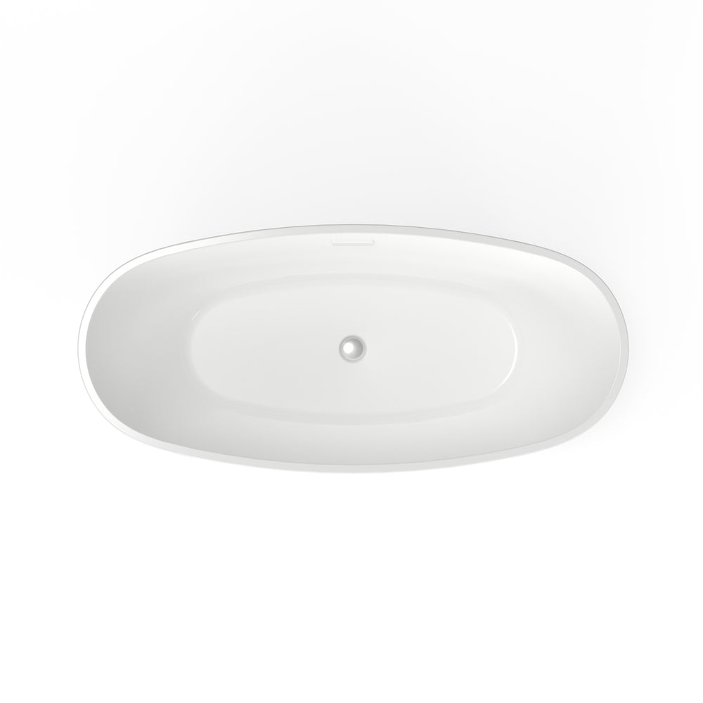 Coastal Serin 68 x 31-Inch Freestanding Bathtub Center Drain With Integrated Overflow