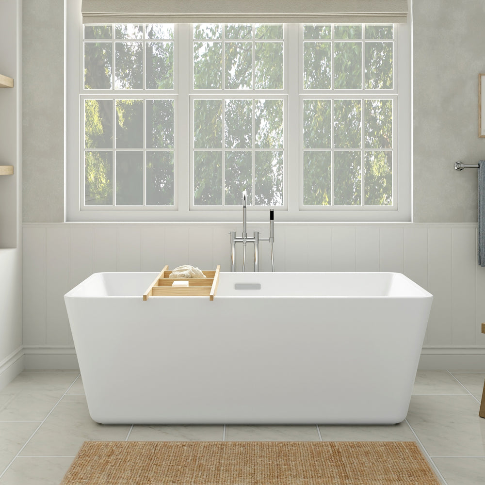 Sedona Loft 63 x 30-Inch Rectangle Freestanding Bathtub Center Drain With Integrated Overflow
