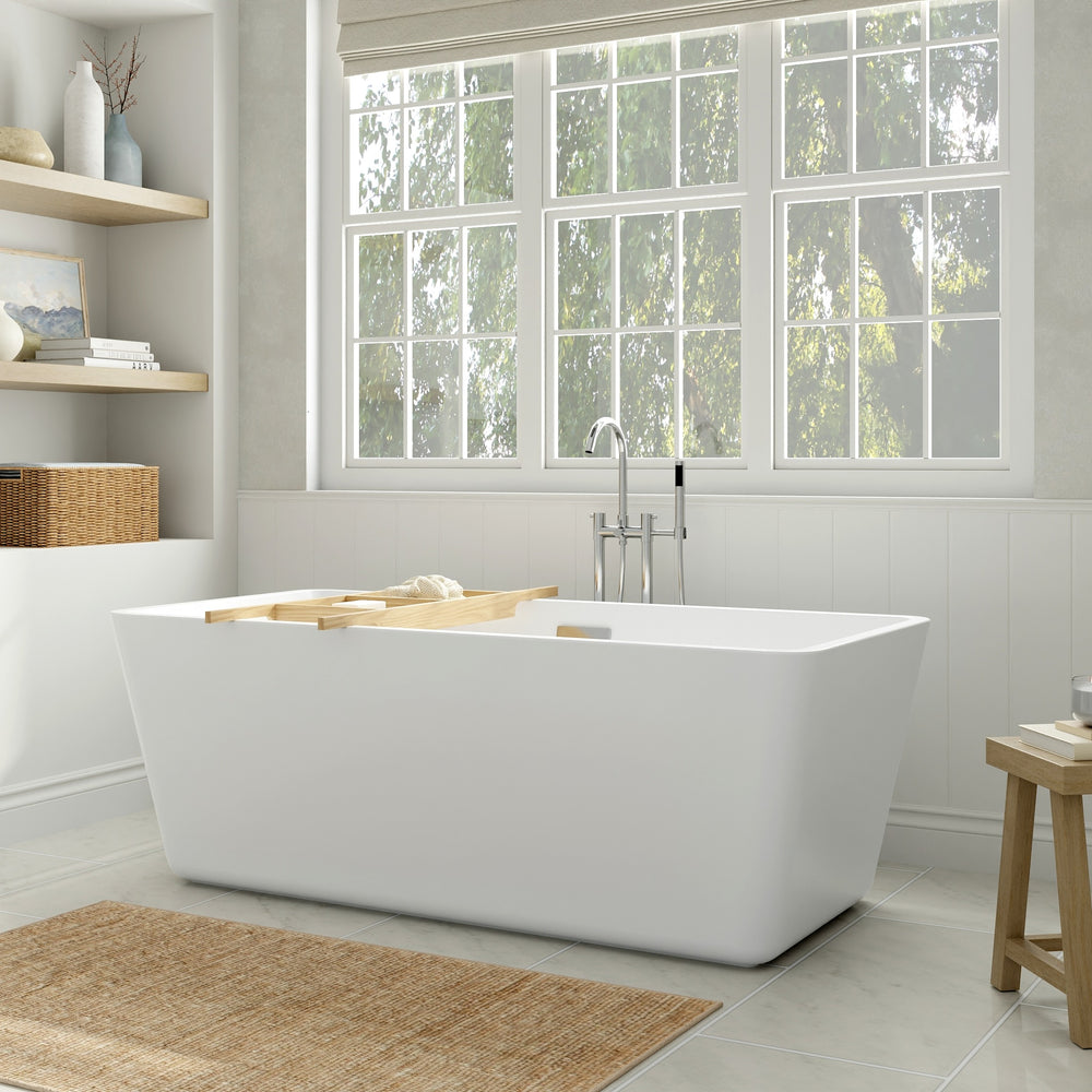 Sedona Loft 63 x 30-Inch Rectangle Freestanding Bathtub Center Drain With Integrated Overflow