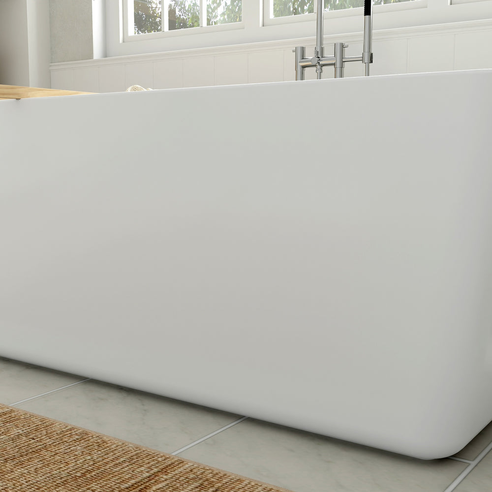 Sedona Loft 63 x 30-Inch Rectangle Freestanding Bathtub Center Drain With Integrated Overflow