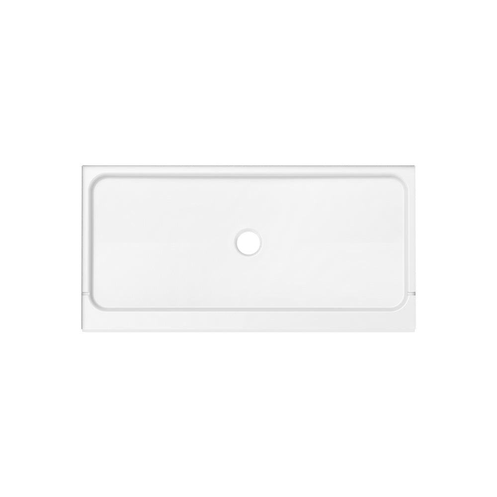 Princeton Americast 60 x 30 x 3  Alcove Shower Base with Center Drain in White - Round Drain