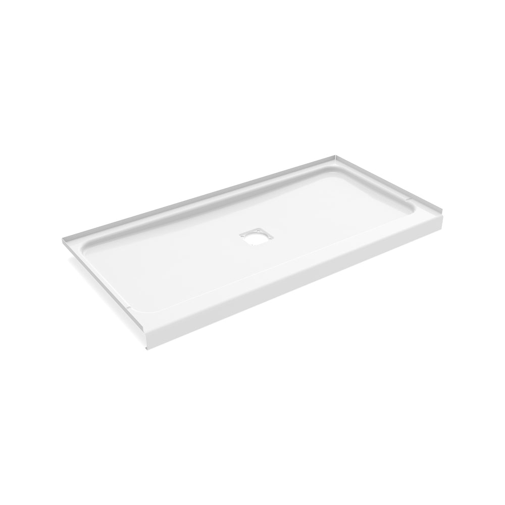 Princeton Americast 60 x 34 x 3  Alcove Shower Base with Center Drain in White - Square Drain in Chrome