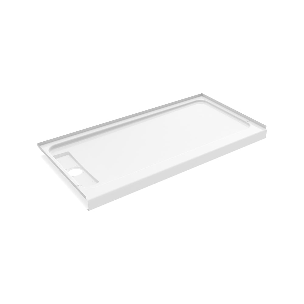 Princeton PRO 60 x 30  Porcelain Enamel Alcove Shower Base with Left-Hand Drain in White - Matte Black Trench Drain 4 1/2" in. from Wet Wall