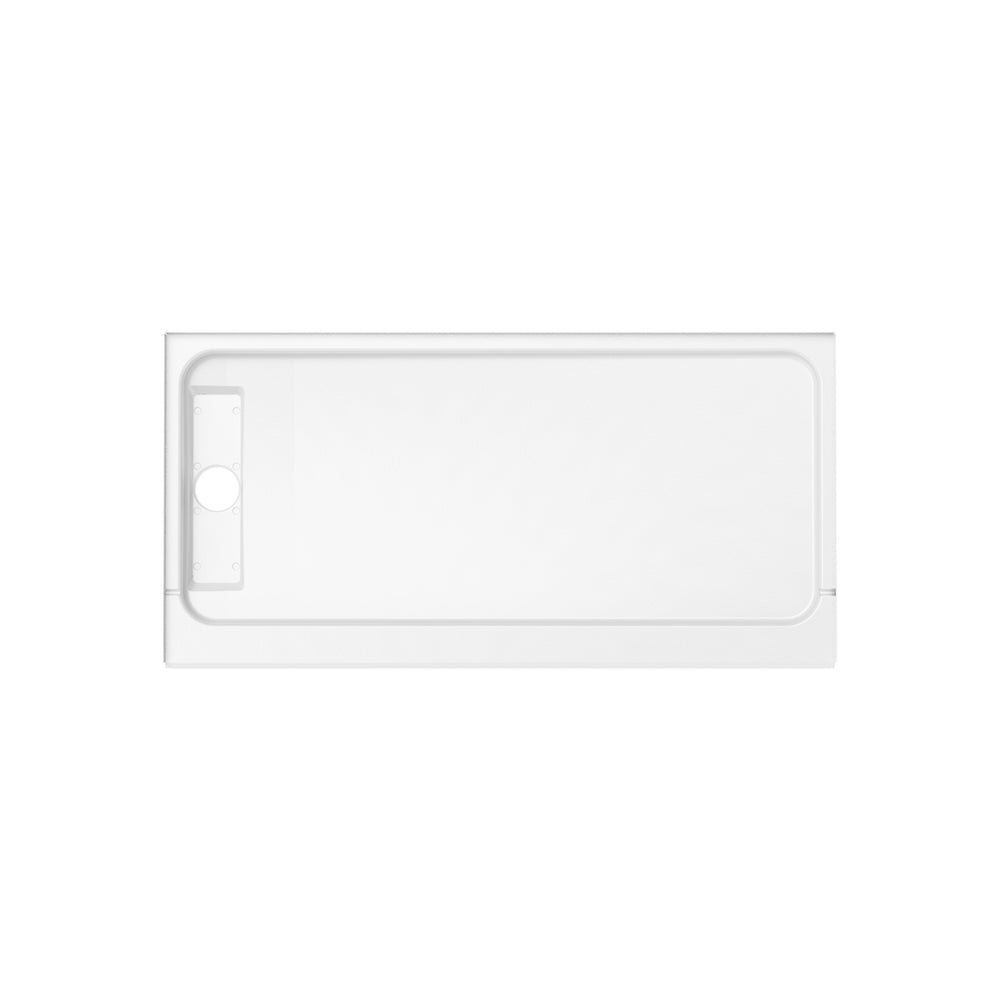 Princeton PRO 60 x 30  Porcelain Enamel Alcove Shower Base with Left-Hand Drain in White - Matte Black Trench Drain 4 1/2" in. from Wet Wall