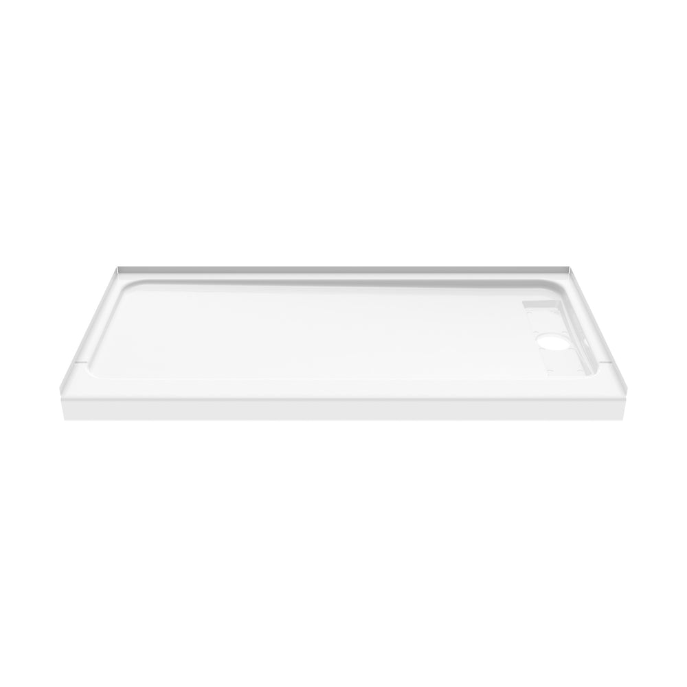 Princeton PRO 60 x 30  Porcelain Enamel Alcove Shower Base with Right-Hand Drain in White - Matte Black Trench Drain 4 1/2" in. from Wet Wall