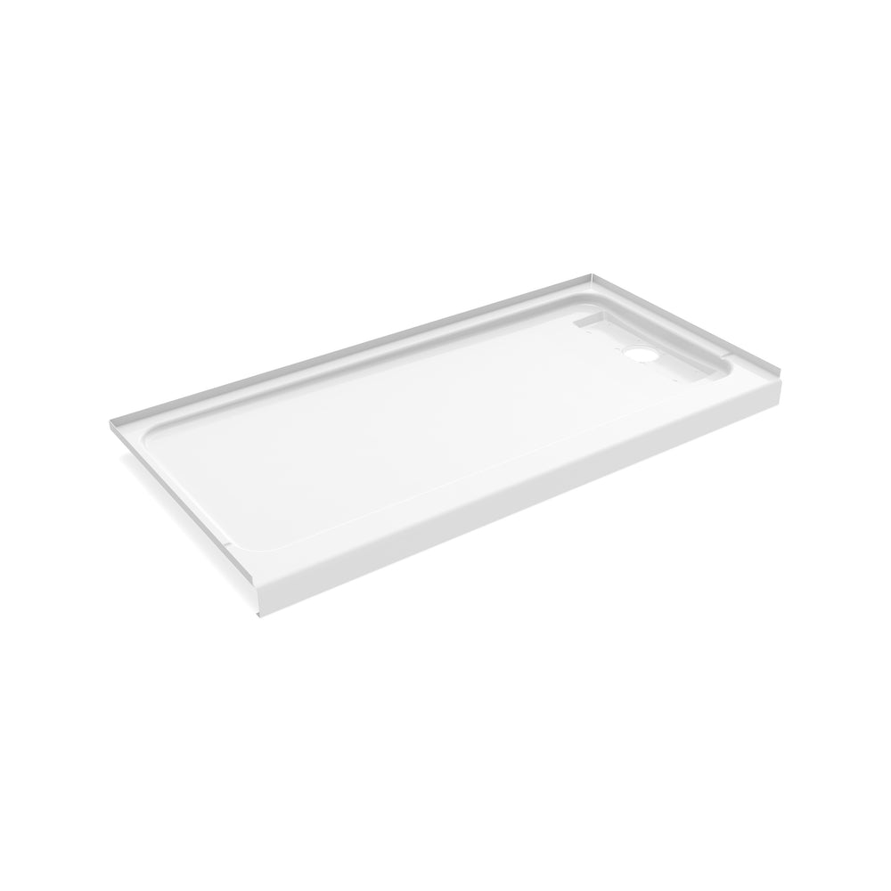 Princeton PRO 60 x 30  Porcelain Enamel Alcove Shower Base with Right-Hand Drain in White - Matte Black Trench Drain 4 1/2" in. from Wet Wall