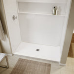 Princeton Americast 60 x 34 x 3  Alcove Shower Base with Center Drain in White - Square Drain in Chrome