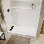Princeton PRO 60 x 30  Porcelain Enamel Alcove Shower Base with Left-Hand Drain in White - Matte Black Trench Drain 4 1/2" in. from Wet Wall