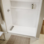 Princeton PRO 60 x 30  Porcelain Enamel Alcove Shower Base with Left-Hand Drain in White - Matte Black Trench Drain 4 1/2" in. from Wet Wall