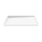 Princeton Americast 60 x 36  Alcove Shower Base with Left-Hand Drain in White - Brushed Nickel Trench Drain 4 1/2" in. from Wet Wall