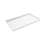 Princeton Americast 60 x 36  Alcove Shower Base with Left-Hand Drain in White - Brushed Nickel Trench Drain 4 1/2" in. from Wet Wall