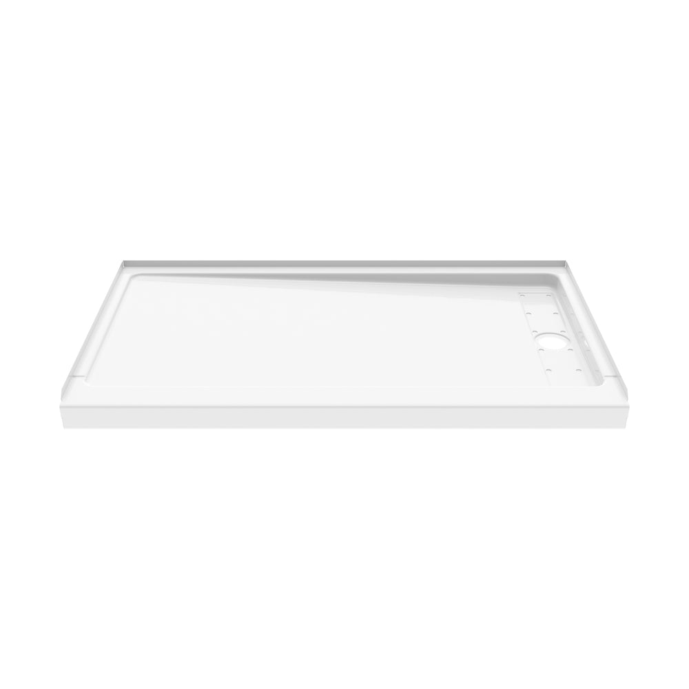 Princeton Americast 60 x 36  Alcove Shower Base with Right-Hand Drain in White - Brushed Nickel Trench Drain 4 1/2" in. from Wet Wall