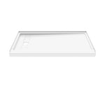 Princeton PRO 60 x 34  Porcelain Enamel Alcove Shower Base with Left-Hand Drain in White - Matte Black Trench Drain 8 1/2" in. from Wet Wall