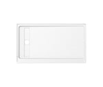 Princeton PRO 60 x 34  Porcelain Enamel Alcove Shower Base with Left-Hand Drain in White - Matte Black Trench Drain 8 1/2" in. from Wet Wall