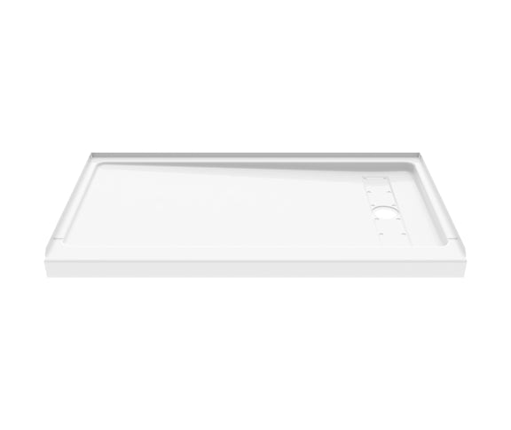 Princeton PRO 60 x 34  Porcelain Enamel Alcove Shower Base with Right-Hand Drain in White - Matte Black Trench Drain 8 1/2" in. from Wet Wall