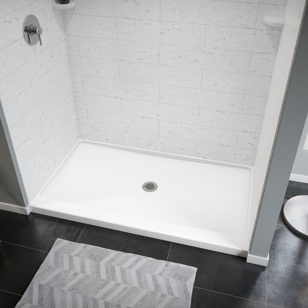 Princeton Americast 60 x 34 x 3  Alcove Shower Base with Center Drain in White - Round Drain