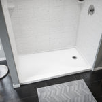 Princeton Americast 60 x 32 x 3  Alcove Shower Base with Left-Hand Drain in White - Round Drain
