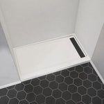 Princeton PRO 60 x 30  Porcelain Enamel Alcove Shower Base with Right-Hand Drain in White - Matte Black Trench Drain 4 1/2" in. from Wet Wall