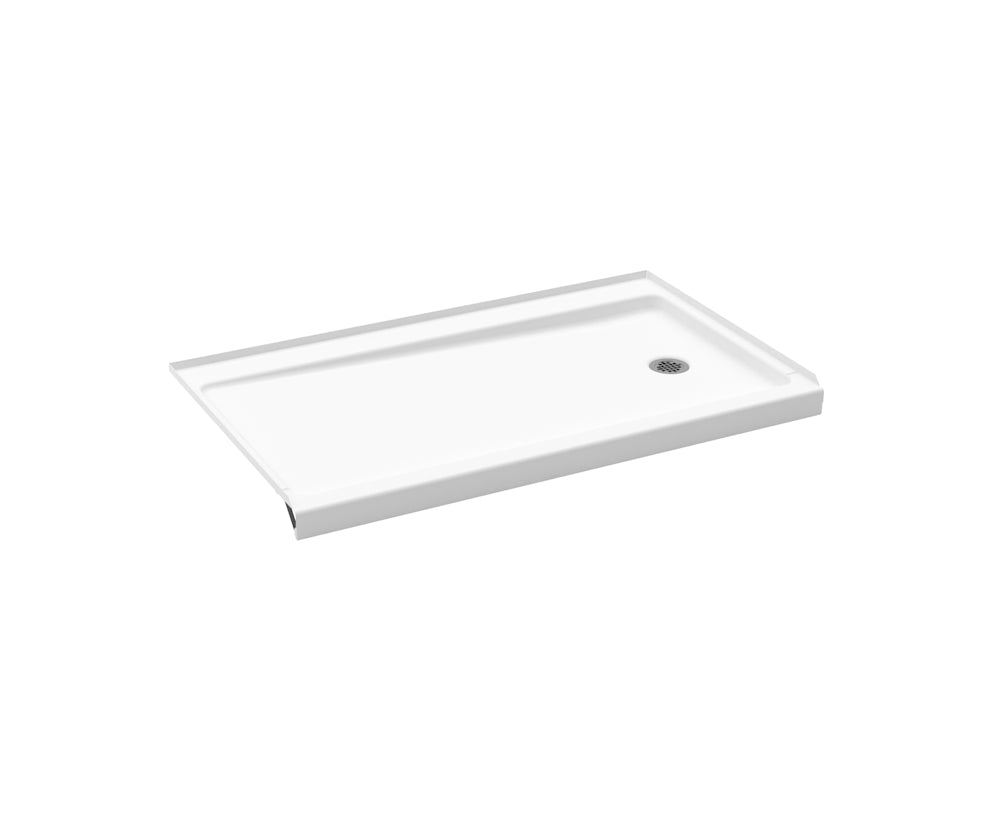 Princeton Americast 60 x 34 x 3  Alcove Shower Base with Right-Hand Drain in White - Round Drain