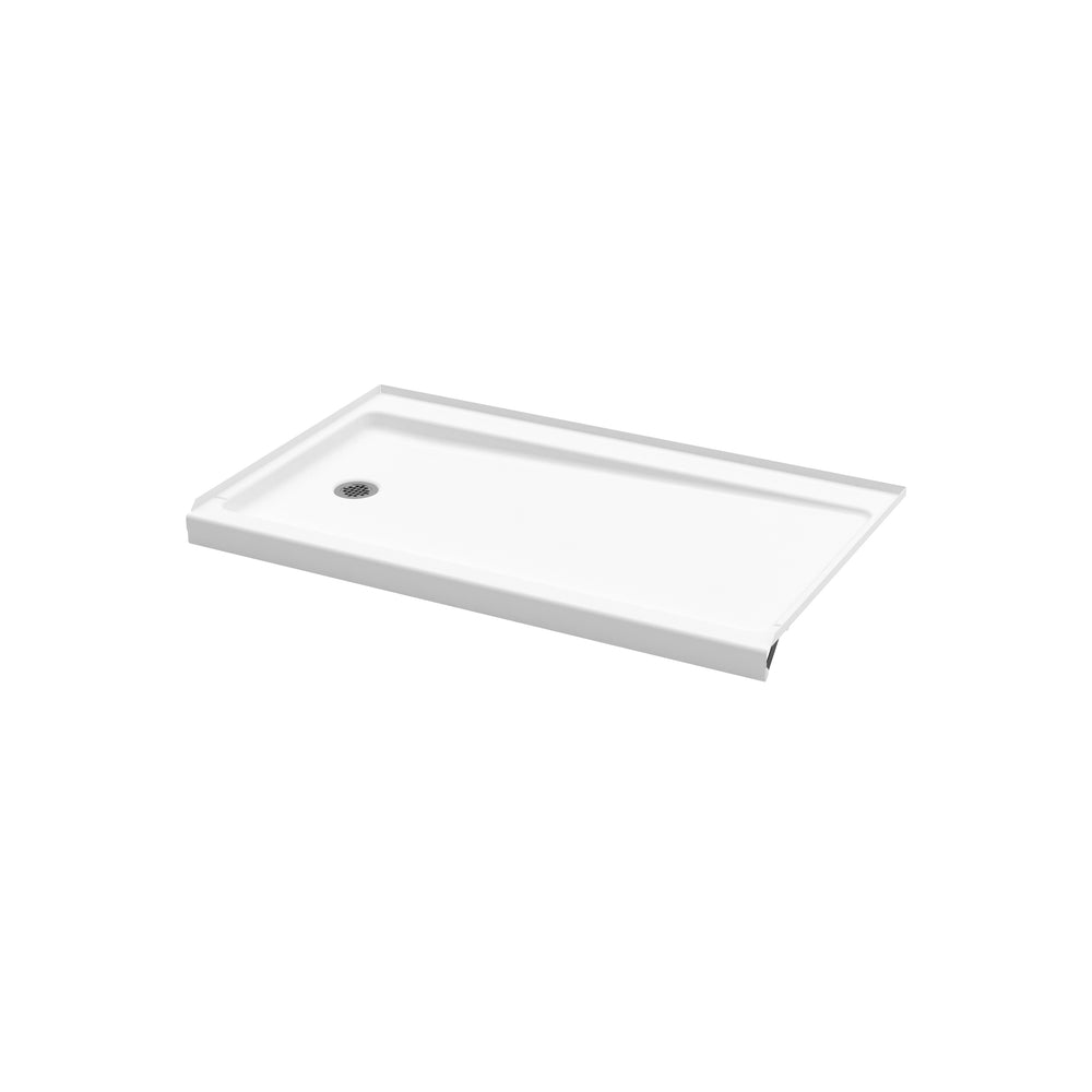Princeton Americast 60 x 32 x 3  Alcove Shower Base with Left-Hand Drain in White - Round Drain