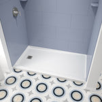 Princeton Americast 60 x 30 x 3  Alcove Shower Base with Left-Hand Drain in White - Square Drain in Chrome
