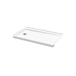 Princeton Americast 60 x 30 x 3  Alcove Shower Base with Left-Hand Drain in White - Square Drain in Chrome