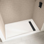 Princeton Americast 60 x 32  Alcove Shower Base with Right-Hand Drain in White - Matte Black Trench Drain 8 1/2" in. from Wet Wall
