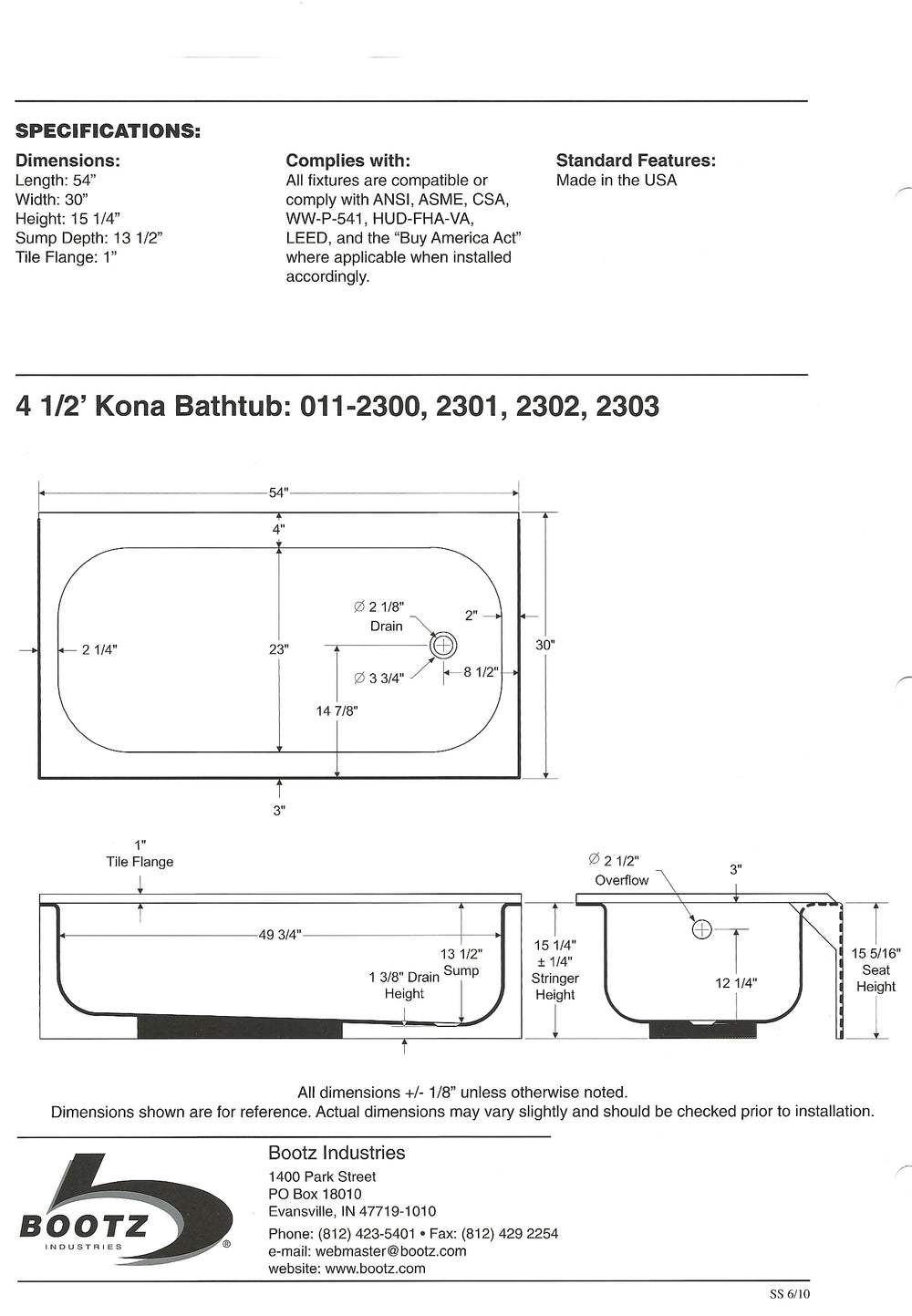 Princeton Americast 54 x 30  Alcove Left-Hand Drain Bathtub in White