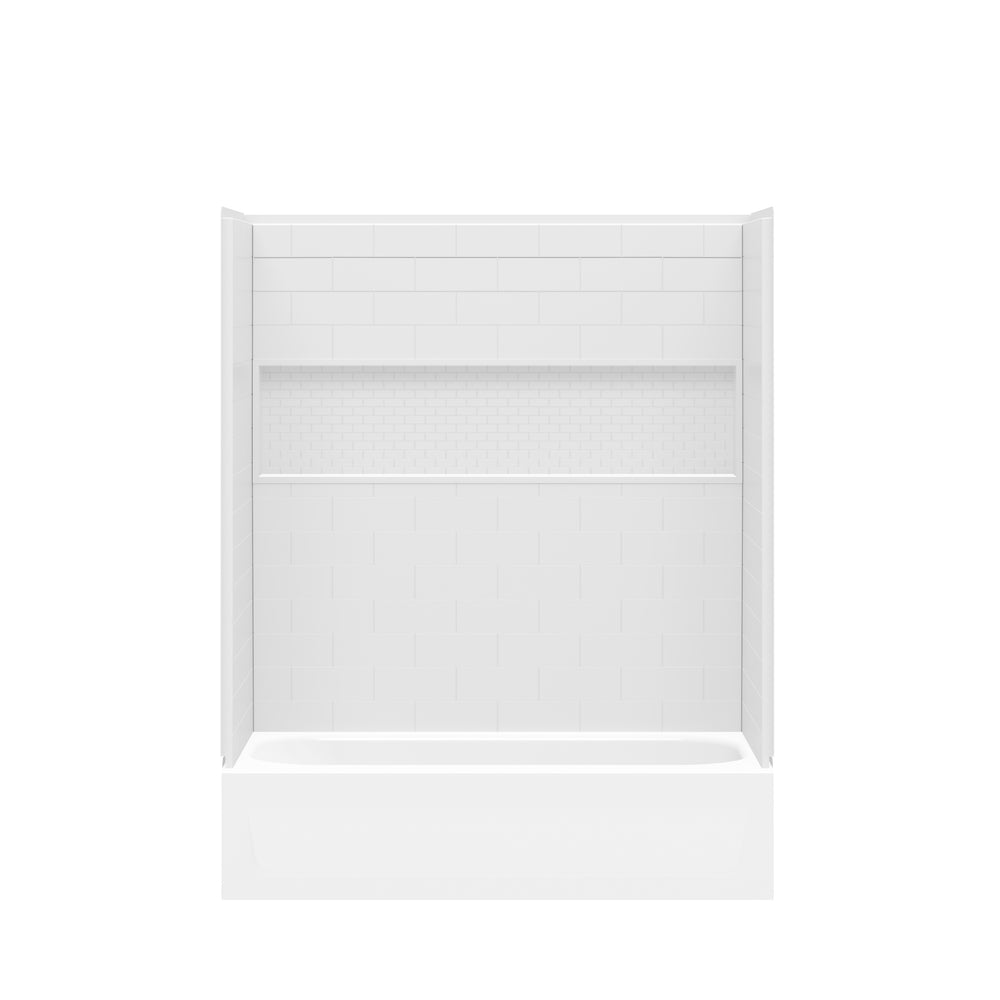 NexTile FHA 6030 Direct-to-Stud Four-Piece Alcove Tub Wall Kit in White