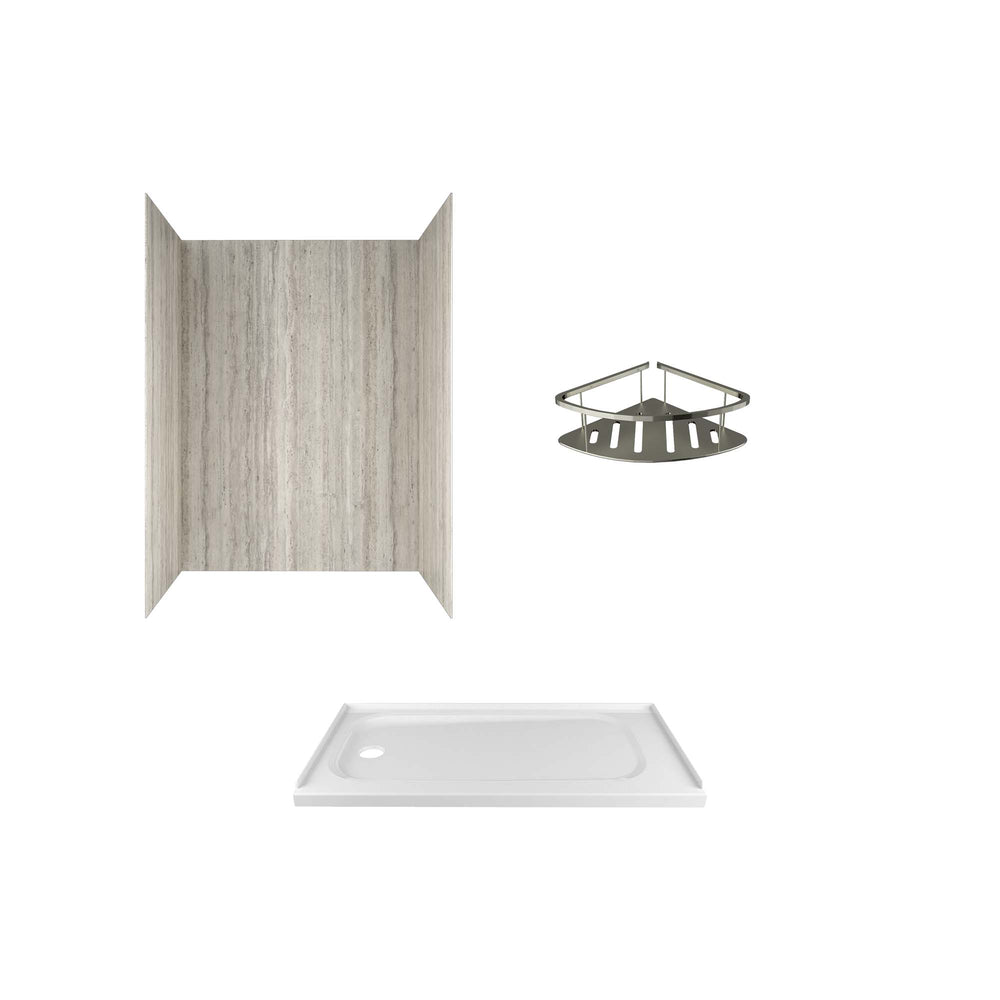 Passage Corner Shower Shelf 9 x 9 x 3.5 in Brushed Metal finish