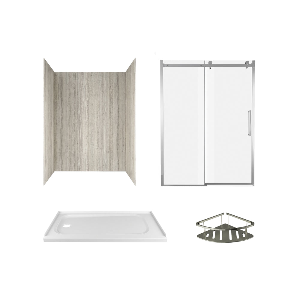 Passage Corner Shower Shelf 9 x 9 x 3.5 in Brushed Metal finish