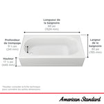 Princeton® PRO Steel 60 x 32-inch Above Floor Rough Integral Apron Bathtub with Right-Hand Outlet