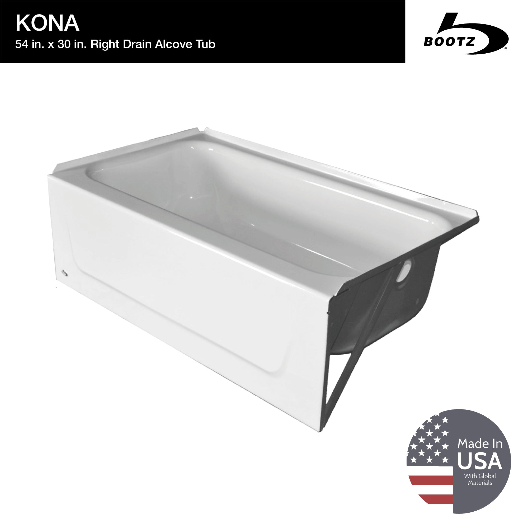 American Standard 54x30in. Alcove Bathtub, Americast | American