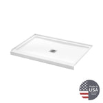Princeton Americast 48 x 34 x 3  Alcove Shower Base with Center Drain in White - Square Drain in Chrome